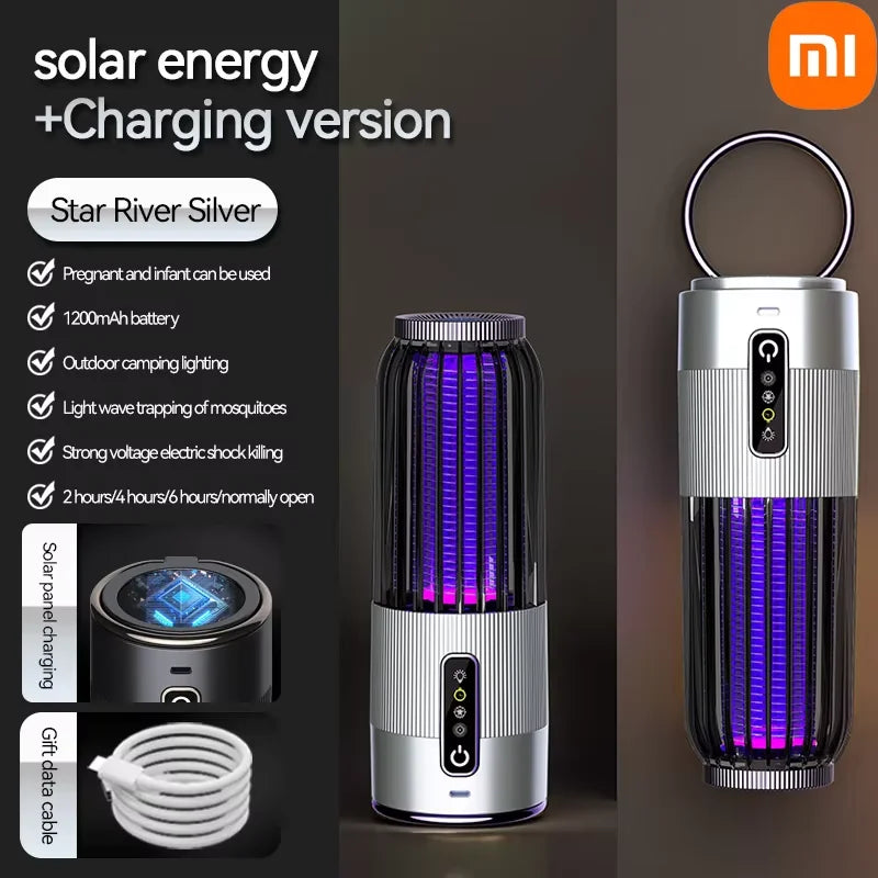 Xiaomi 2-En-1 Lampe Anti-Moustique À Choc Électrique Portable Pour Lampe Anti-Moustique Extérieure Charge Solaire Tueur De Moustique