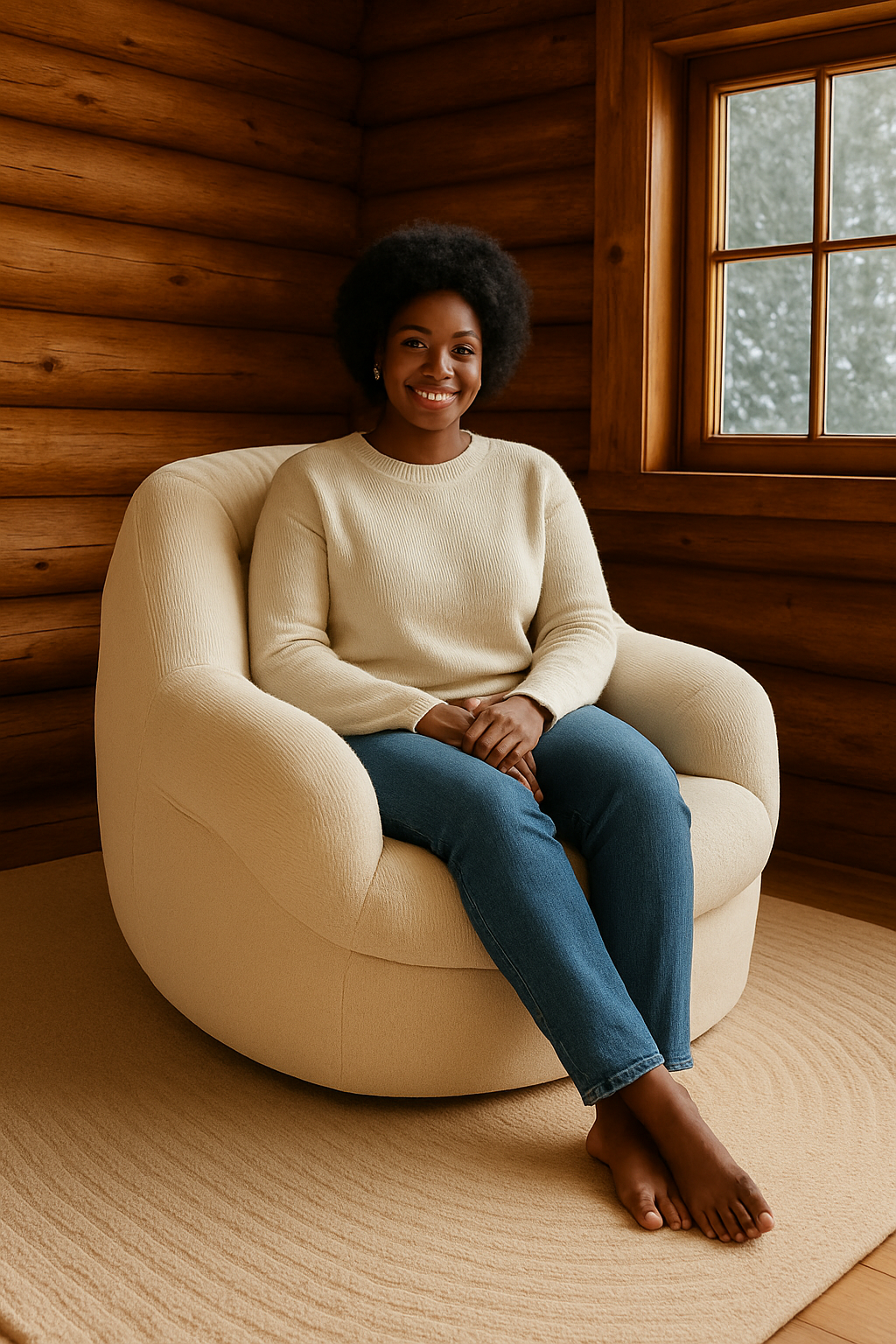 Fauteuil Relax Pouf Confort & Ergonomique en Velours Côtelé - PURE CLICK