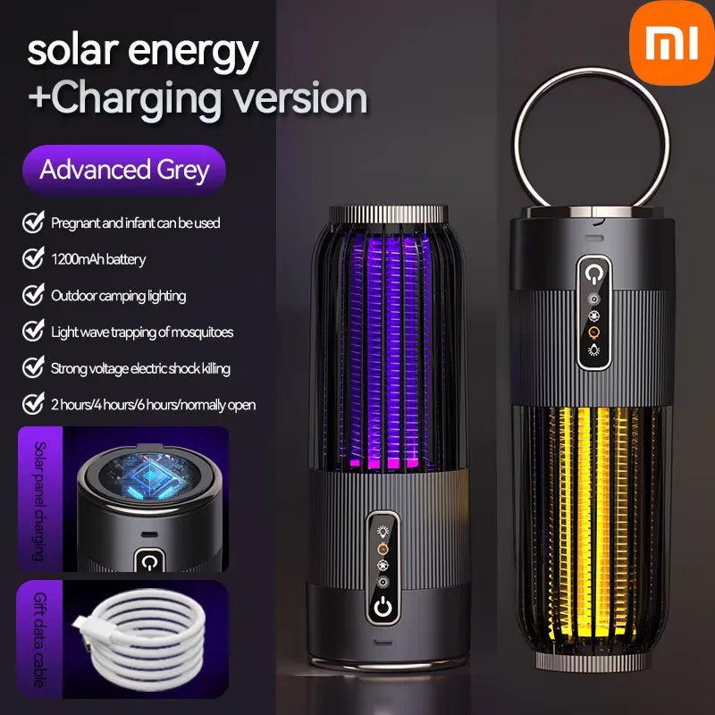 Xiaomi  2-En-1 Lampe Anti-Moustique À Choc Électrique Portable Pour Lampe Anti-Moustique Extérieure Charge Solaire Tueur De Moustique
