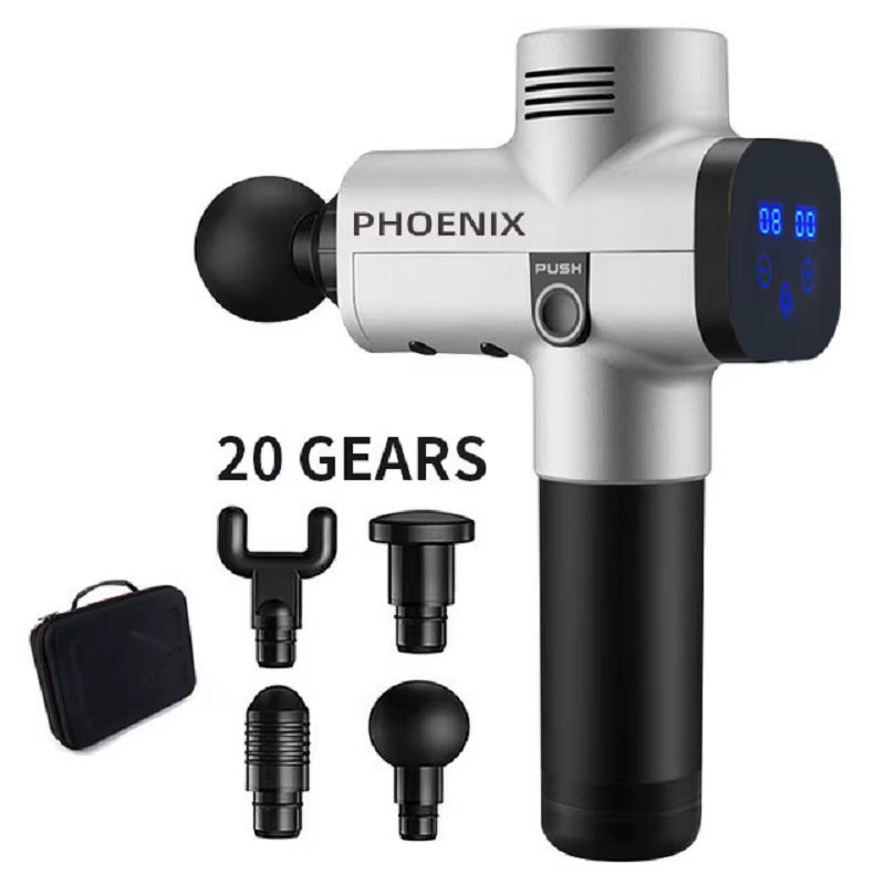 Phoenix A2 Pistolet De Massage Relaxation Musculaire Masseur De Tissus Profonds Vibrateur Dynamique Dos Portable Affichage Portatif Pistolet De Massage Fascia