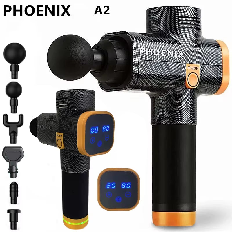 Phoenix A2 Pistolet De Massage Relaxation Musculaire Masseur De Tissus Profonds Vibrateur Dynamique Dos Portable Affichage Portatif Pistolet De Massage Fascia