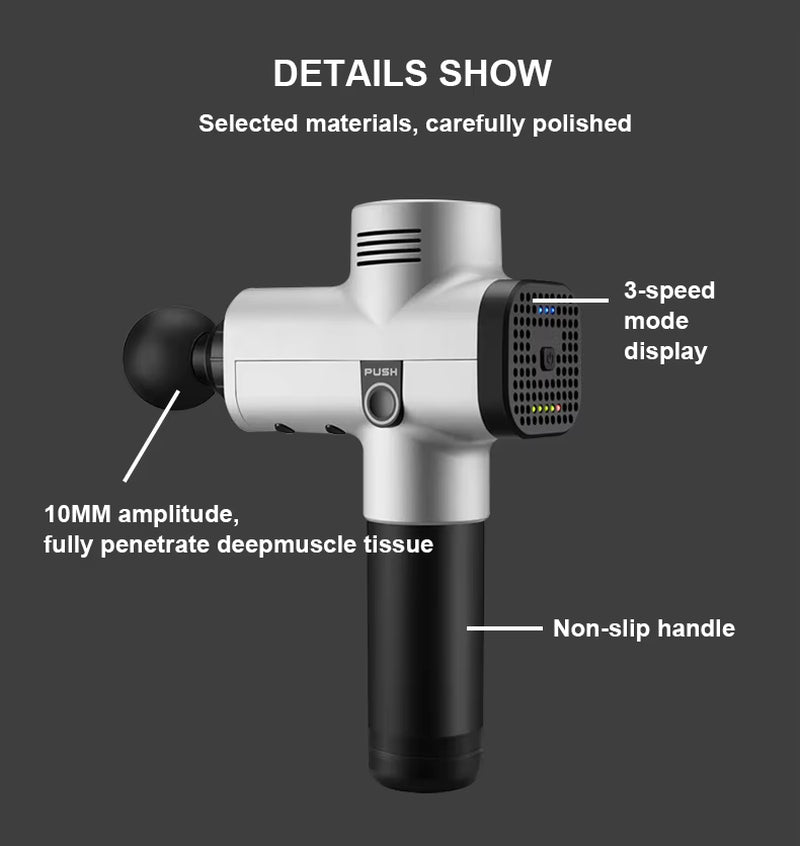 Phoenix A2 Pistolet De Massage Relaxation Musculaire Masseur De Tissus Profonds Vibrateur Dynamique Dos Portable Affichage Portatif Pistolet De Massage Fascia