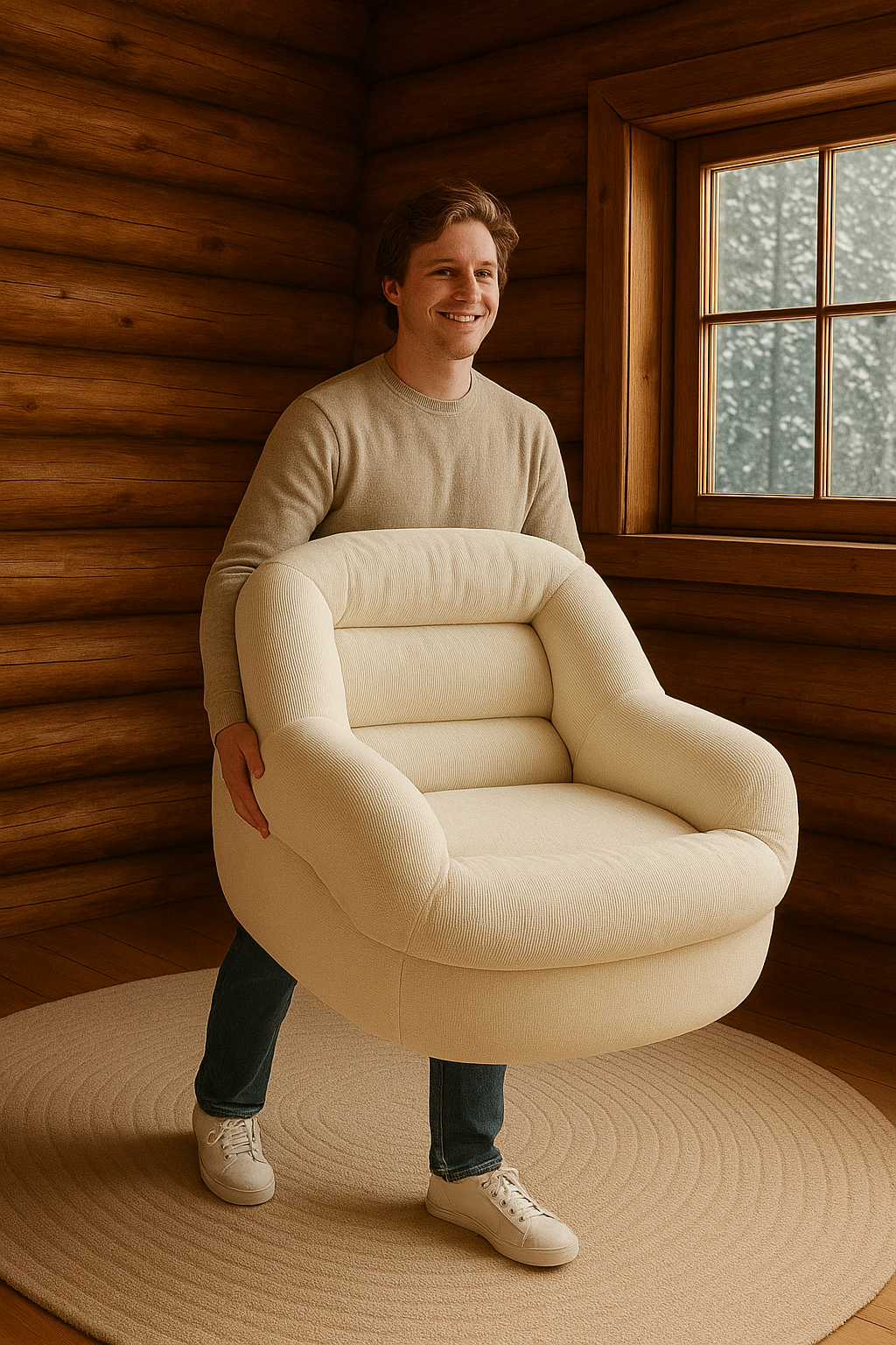 Fauteuil Relax Pouf Confort & Ergonomique en Velours Côtelé - PURE CLICK