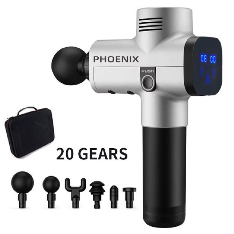 Phoenix A2 Pistolet De Massage Relaxation Musculaire Masseur De Tissus Profonds Vibrateur Dynamique Dos Portable Affichage Portatif Pistolet De Massage Fascia