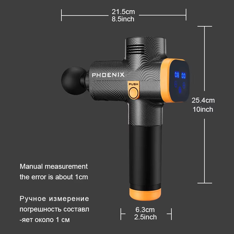 Phoenix A2 Pistolet De Massage Relaxation Musculaire Masseur De Tissus Profonds Vibrateur Dynamique Dos Portable Affichage Portatif Pistolet De Massage Fascia