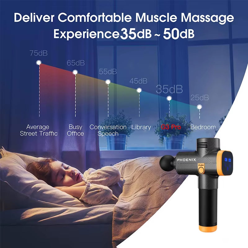 Phoenix A2 Pistolet De Massage Relaxation Musculaire Masseur De Tissus Profonds Vibrateur Dynamique Dos Portable Affichage Portatif Pistolet De Massage Fascia